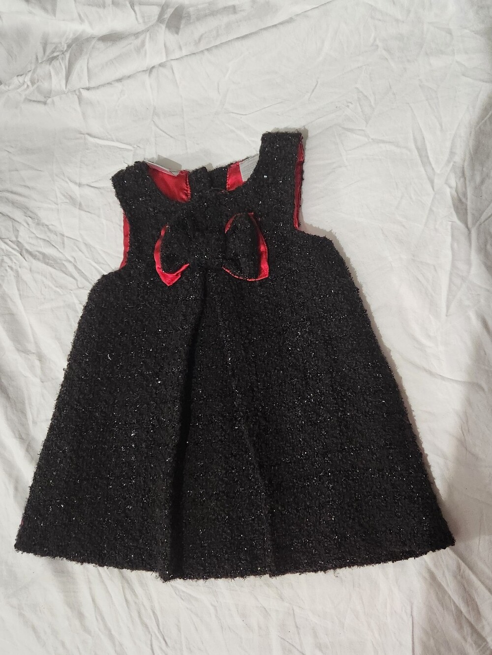 Koala Baby 18M Black Textured Party Dress Red Satin Bow Holiday Christmas